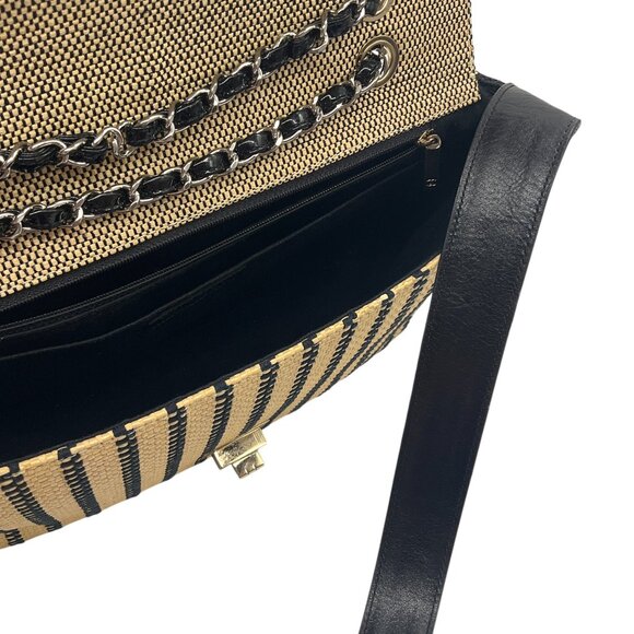 Chanel Tan / Black 2011 Raffia Flap Bag - Picture 11 of 15